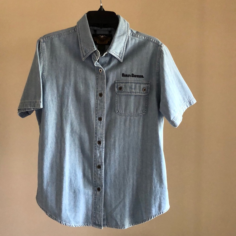 Harley Davidson LG  Denim short sleeved shirt
